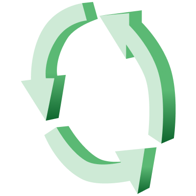 Three green arrows in a  circular sustainability icon graphic