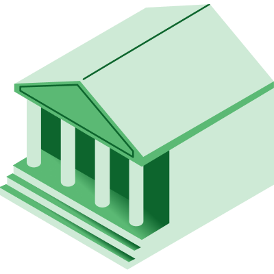 Graphic of a parliament building in green