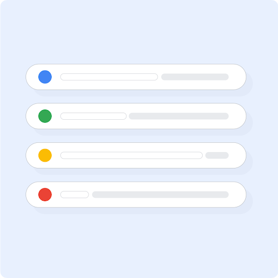 Illustration à base de points et de barres de progression servant à illustrer la procédure d'examen de différents signaleurs prioritaires.