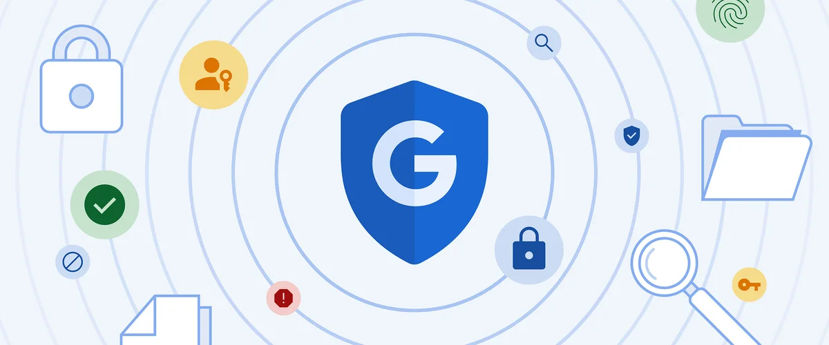 Graphic of a blue shield with a G on it