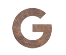 Illustration of the the letter G in bronze.