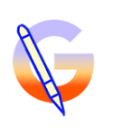 Multicolored illustration of the letter G with a pen